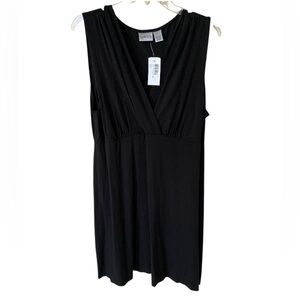 Chico's Black V-Neck Sleeveless Knit Dress Rosa size 3, NWT